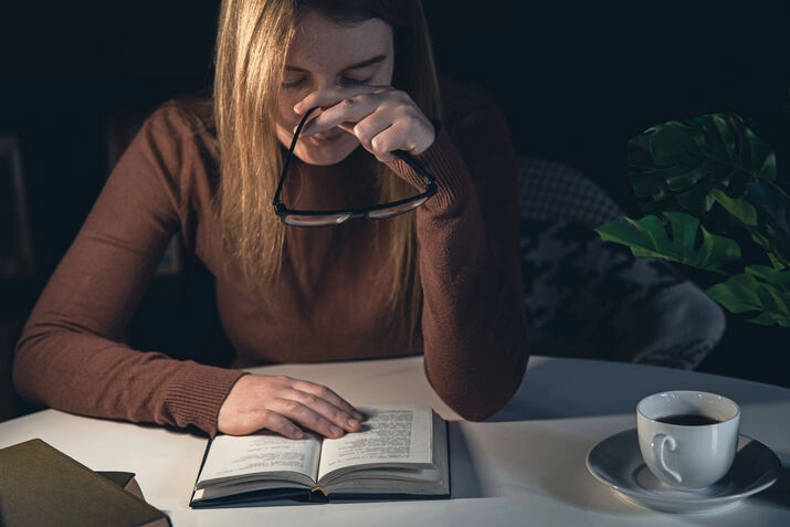 person writing and reading book